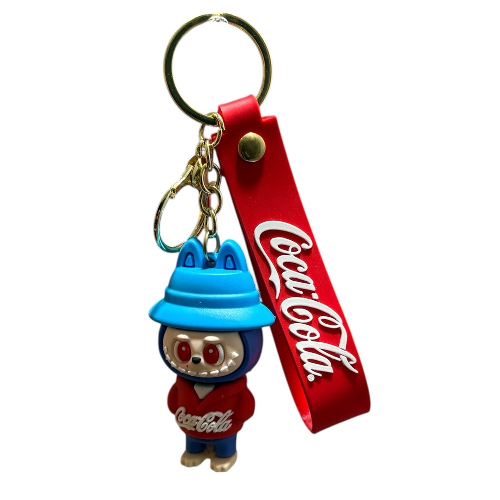 Labubu Coca Cola Red and Blue Monster Keychain bag charm anime NWOT